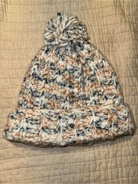 Kids Cozy Pom-Pom Knit Beanie - White Multicolor